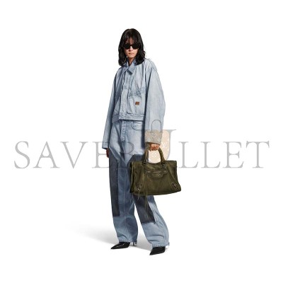 BALENCIAGA WOMEN'S LE CITY BAG MEDIUM IN KHAKI 8230582AB2A3503 (38*24*13cm)  BALENCIAGA WOMEN'S LE CITY BAG MEDIUM IN KHAKI 8230582AB2A3503 (38*24*13cm)